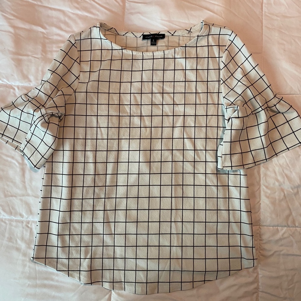white and black plaid top🤍🖤